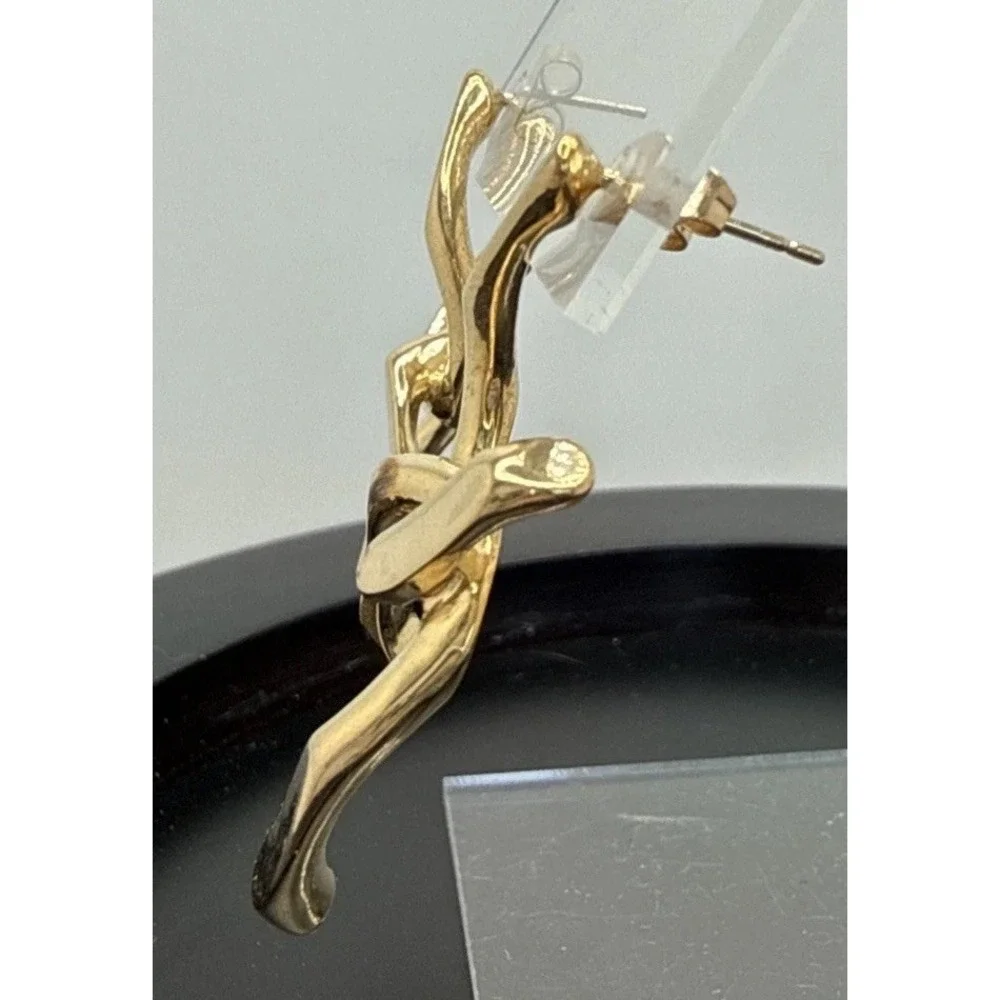 Gorgeous Open Heart Gold Over Sterling Post Earrings 3/4 